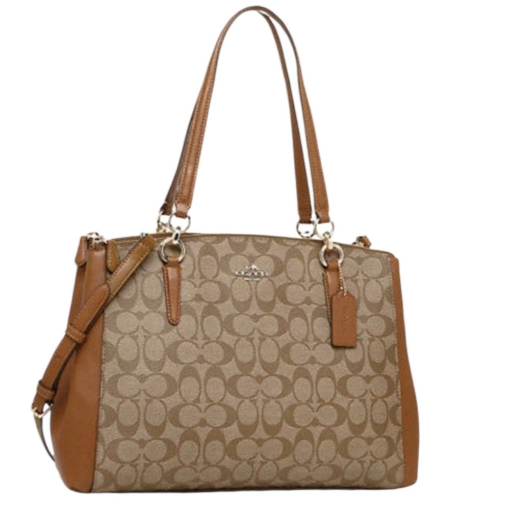 Coach Tan and Brown Signature Shoulder Bag